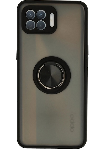 Cosmotex Newface Oppo Reno 4 Lite Kılıf Montreal Yüzüklü Silikon Kapak - Siyah Sıyah
