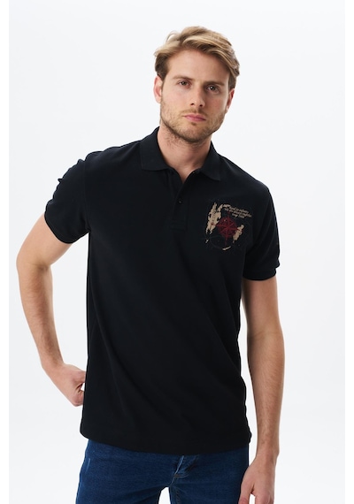 AR-MA Arma Erkek Regular Fit Baskılı % 100 Pamuk Pike Polo Yaka Tişört Y29374356202 Siyah