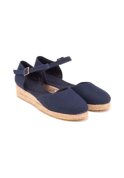 Star Tombis Gerçek Elişi Hasır 3cm Topuklu Bantlı Günlük Kız Çocuk Espadril Handmade Lacivert