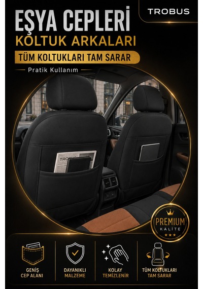 Opel Zafira 5 7 Kişi Oto Koltuk Kılıfı 2003-2011 Taba Başak Serisi Tay Tüyü Tam Set Taba