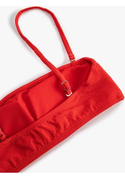 Koton Straplez Bikini Üstü Dokulu Kaplı Kırmızı 3sak10101bm 3SAK10101BM410