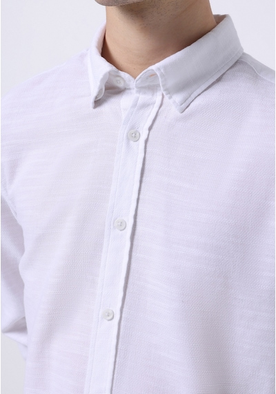 Colin's Colins Slim Fit Shirt Neck Düz Erkek Beyaz Uzun Kol Gömlek Cl1074508 Q1.v1 Wht Beyaz