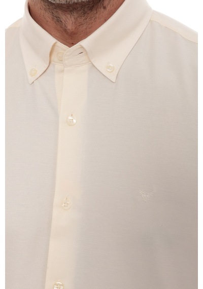 Slim Fit Uzun Kol Pamuklu Hediye Kutulu Kolay Ütülenebilir Erkek Gömlek Fs-002225 - Krem-3167