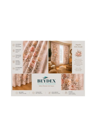 2 Adet 140x260 Cm Ölçüsünde Şık Dekoratif Fon Perde Koleksiyon Çok Renkli