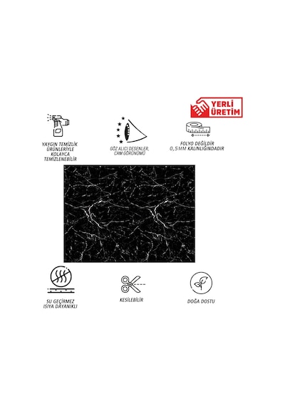 Tink Kendinden Yapışkanlı Siyah-beyaz Mermer Desenli Pvc Panel 41x62cm