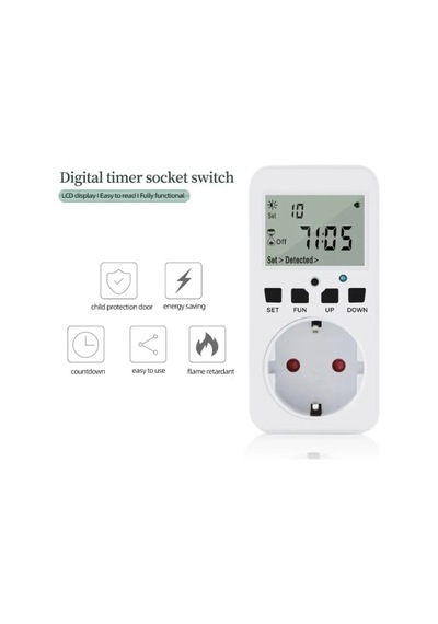 Wellhise Tm08 Hassasiyet Ayarlı Fotoselli Priz - Geri Sayımlı Işık Sensörü 16a/3680w 1