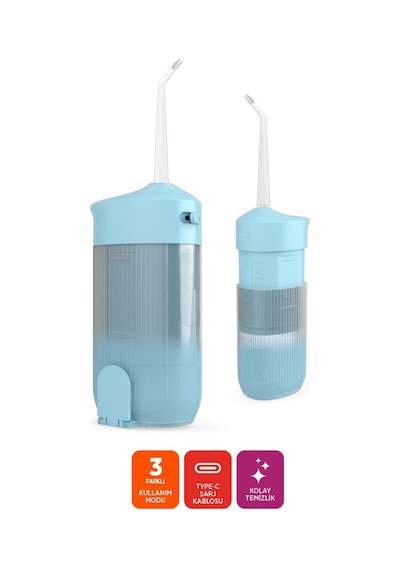 Polosmart Pbs821 Şarjlı 3 Modlu 4 Başlıklı Ağız Duşu Mavi