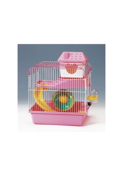 Hamster Kafesi Pembe Beyaz 23x17x25 Cm