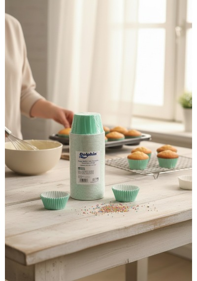 Pastel Mint Kağıt Muffin Ve Kek Kapsülü 50 Adet - Su Yeşili Pişirme Kağıdı