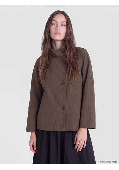 Lcw Modest Kahverengi Dik Yaka Ekose Oversize Kadın Trençkot