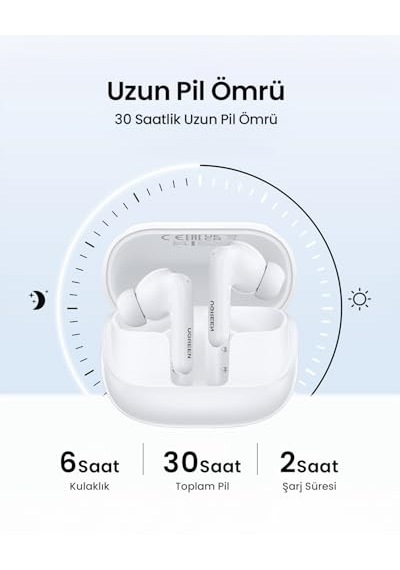 Hitune T6 Magic Aktif Gürrültü Engelleyici Ekranlı Kablosuz Kulak İçi Kulaklık, 30 Saat Çalma Süresi, 4 Mikrofo Genel