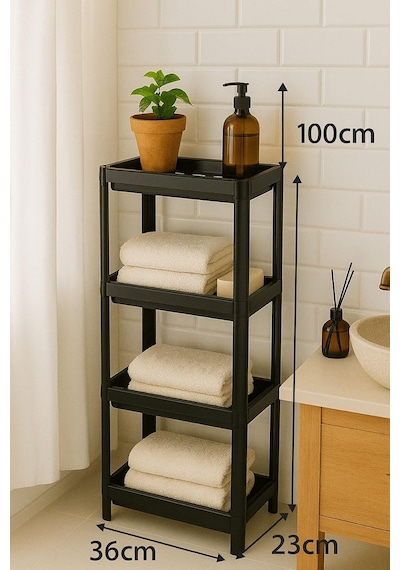 Sas Haus Flex Elite Pro 4 Katlı Siyah Çok Amaçlı Raf Ünitesi Banyo Ve Mutfak Düzenleyici Raf & Organizer Siyah Diğer