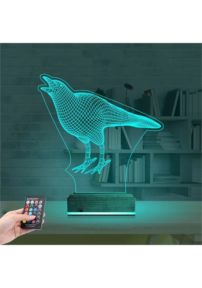 Luvivia Karga Kuş 3d Lamba - Masa Gece Lambası Şeffaf