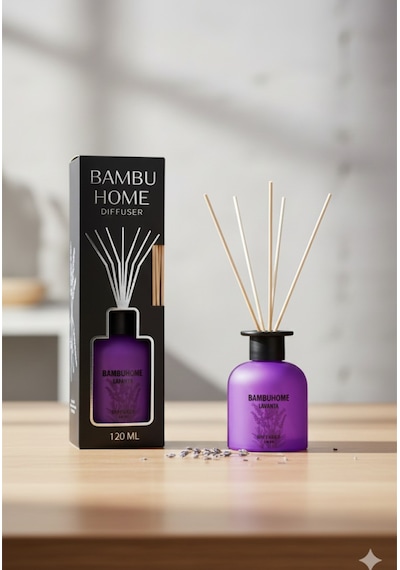Enas Kozmetik Oda Ofis Ortam Kokusu Lavanta Bambuhome 120 Ml Reed Dıffuser Lavanta