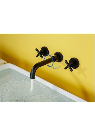 Banyo Lavabo Bataryası Ankastre Siyah 3'lü