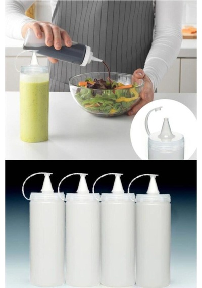 Plastik Yağlık Sosluk Şişesi 750 Ml Şeffaf Yağdanlık Şişe Plastik Beyaz Diğer