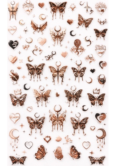 Rose Gold Gothic Butterfly Nail Art Sticker Sw-cs064