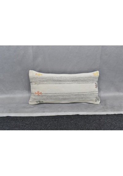 Zehra Abla Halı Yeni El Dokuma Dekoratif Lumbar Kilim Kırlent Yastık Kılıfı 6625 Çok Renkli