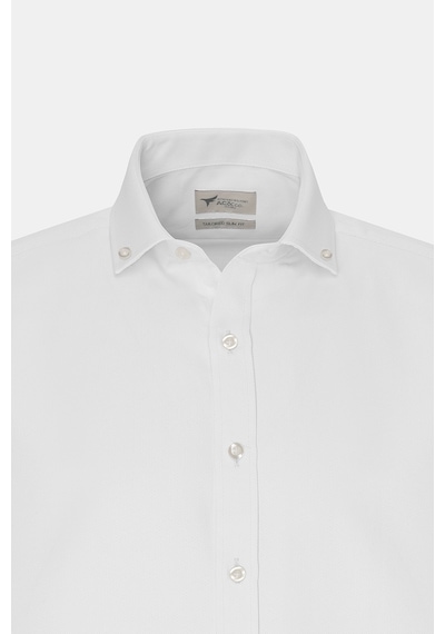 AC&Co / Altınyıldız Classics  Erkek Beyaz Slim Fit Dar Kesim Oxford Düğmeli Yaka Armürlü Pamuklu Gömlek Beyaz