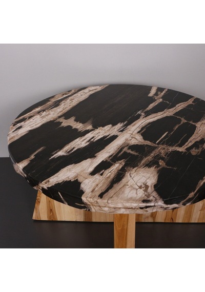 Nurıa Fosil Ağaç & Teak Sehpa 60x37x60 Cm Bej