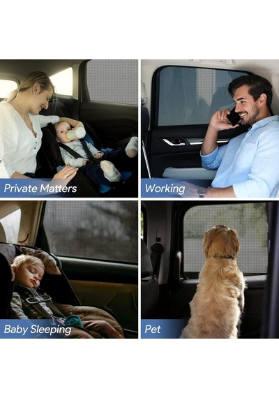 Wonkey - 2'li Paket Araba Yan Cam Perdesi, Oto Perde, Otomobil Yan Cam Güneşliği Sineklik, Araç İçi Arka Cam Güne