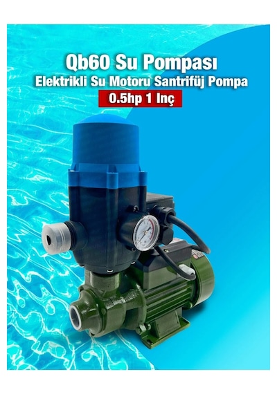 Alman Su Pompası Bakır Sargı 0.70 Hp 0.55 Kw Paket Hidrofor Otomatik Sistem Su Pompası Qb60 Hediyeli