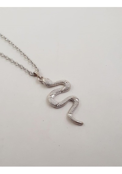 Yılan Figürlü Kolye Gümüş  Renk Gümüş