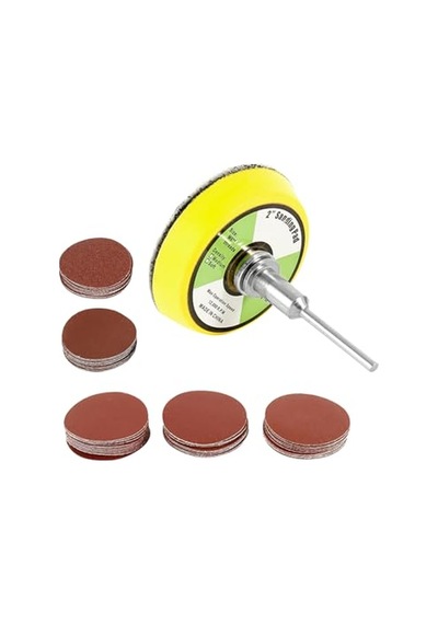 Pimli Mini 53'lü Cırt Zımpara Seti 50 Mm Taban Matkap Uyumlu 80 120 320 600 800 Kum Karışık Grit