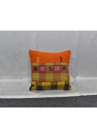 Zehra Abla Halı Yeni El Dokuma Patchwork Kırkyama Dekoratif Kilim Kırlent Yastık Kılıfı 6476 Çok Renkli