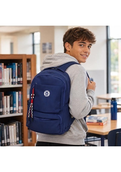 Unisex Çok Bölmeli Sırt Çantası Okul, Seyahat Ve Outdoor Kullanım Lacivert