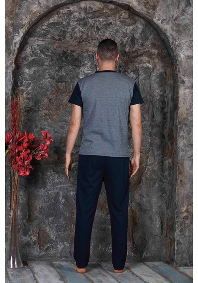 Sude Homewear Erkek Kısa Kol Pijama Takımı Antrasit - Gri