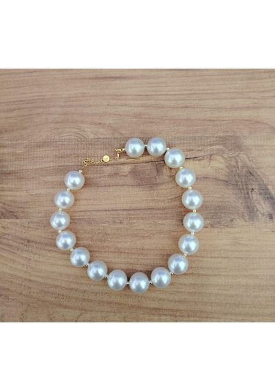 Manolya Büyük Akrilik Boncuk Choker Kolye 5 Renk İnci