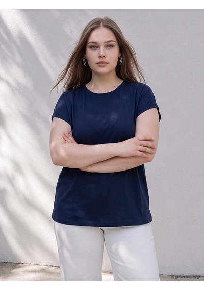 Lcwaıkıkı Curve Lacivert Büyük Beden Oversize Bluz