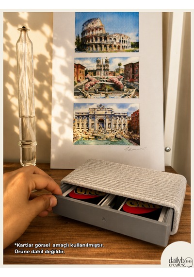 Dekoratif Oyun Kart Kutusu-iskambil Kartı Kutusu-oyun Kartı Saklama Kutusu-2 Bölmeli Zebra Desenli Kart Organizer