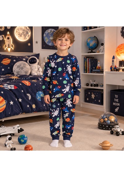 Hukids Uzay Pijama Takımı Lacivert