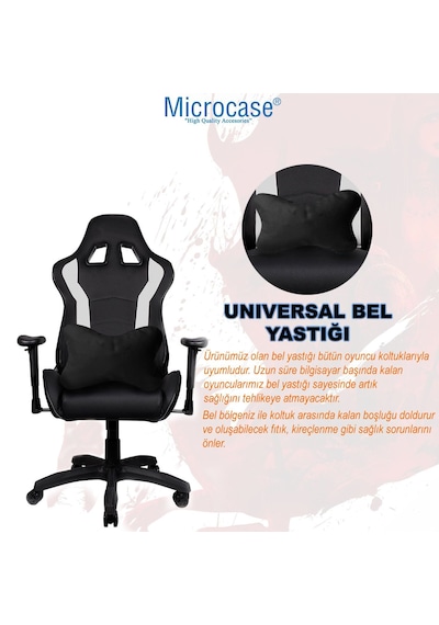 Microcase 3d Ortopedik Oto Araç Oyuncu Koltuk Bel Destek Yastığı 36x26cm 1 Adet Al4336 Siyah