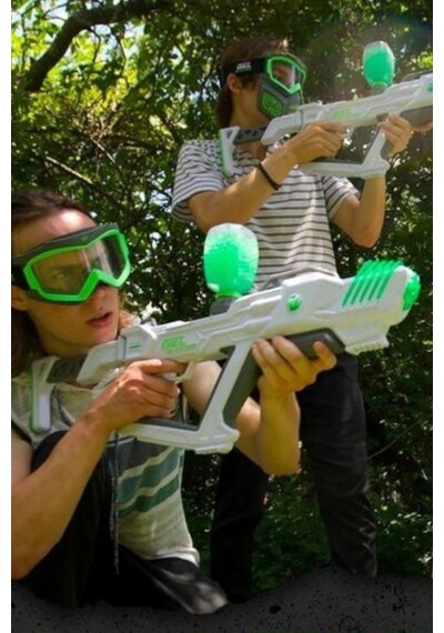 Gel Blaster Elite Glow Trim Işıklı Tam Yüz Koruyucu Maske Gri-yeşil