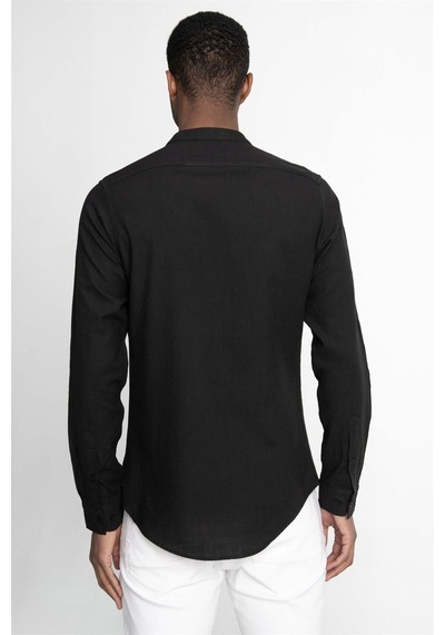 Tudors Slim Fit Dar Kalıp Uzun Kol Hakim Yaka Pamuklu Keten Efekt Siyah Gömlek-27027-siyah Siyah Tudors Slim Fit Dar Kalıp Uzun Kol Hakim Yaka Pamuklu Keten Efekt Siyah Gömlek-27027-siyah Siyah