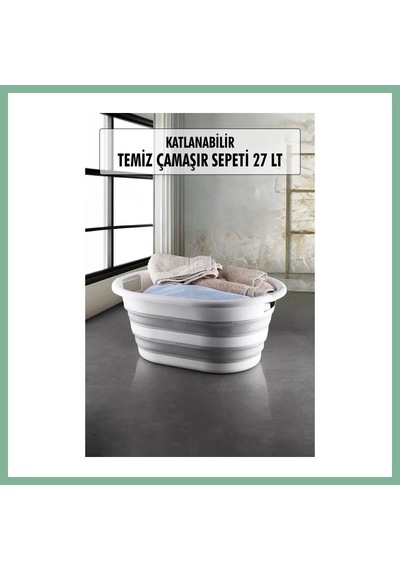 Bşkvirgo Katlanabilir Silikon Çamaşır Sepeti & Akordiyon Katlanır Sepet 27 Lt Bsk2026 Çok Renkli