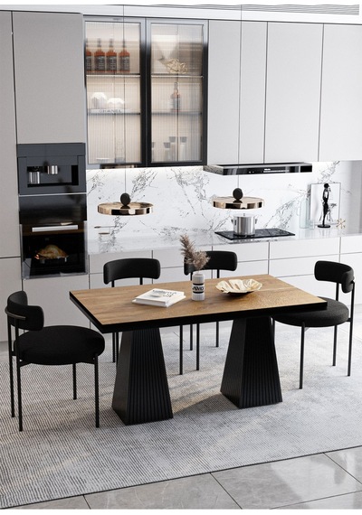 Avvio Frame Lake Mdf Ayak Teddy Sandalye 80x120 Yemek Masası Mutfak Masası 4 Kişilik Masa Sandalye Takım Akça