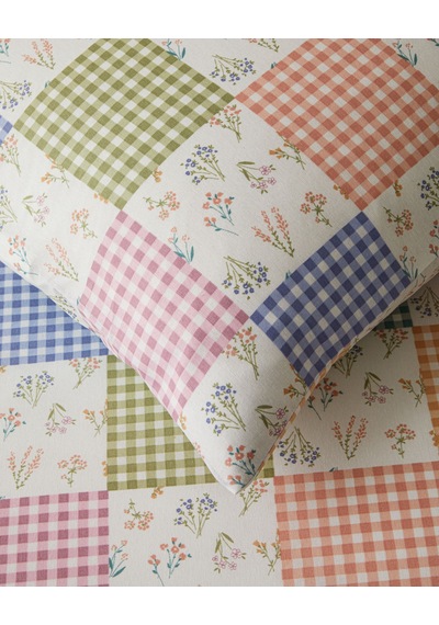English Home Dreamy Patch Kolay Ütülenir Çift Kişilik Nevresim Seti 200x220 Cm Pembe - Yeşil