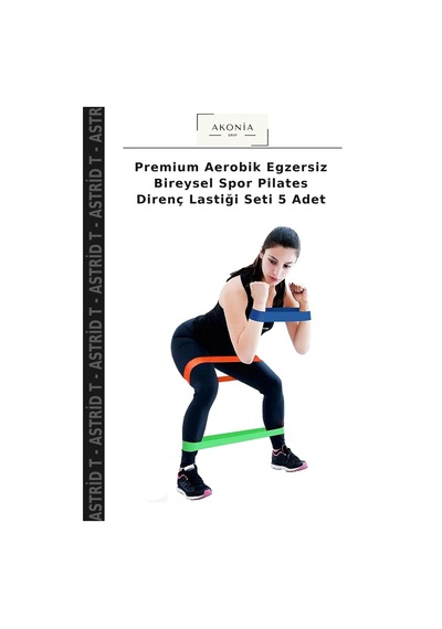 Premium Aerobik Egzersiz Bireysel Spor Pilates Direnç Lastiği Seti 5 Adet Çok Renkli