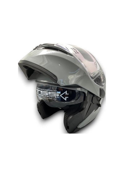 Motosiklet Rs2 Kask Çene Açılır Güneş Vizörlü Glos Grey Gri