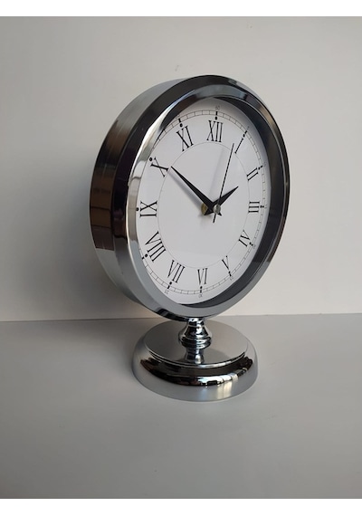 Krom Renkli Metal Ofis Salon Masa Saati 25*20 cm C1