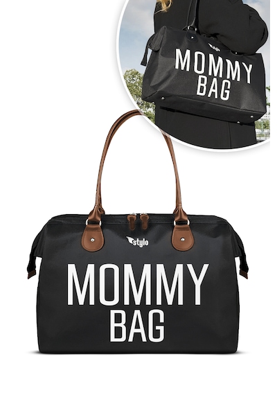 Stylo Bebek Bakım Kadın Omuz Çantası + Popi Anne Kadın Sırt Çantası + Termos Çanta Mommy Siyahtk