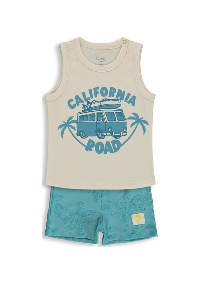 Civil Baby California Road Baskılı 6-18 Ay Takım - Bej Açık Bej