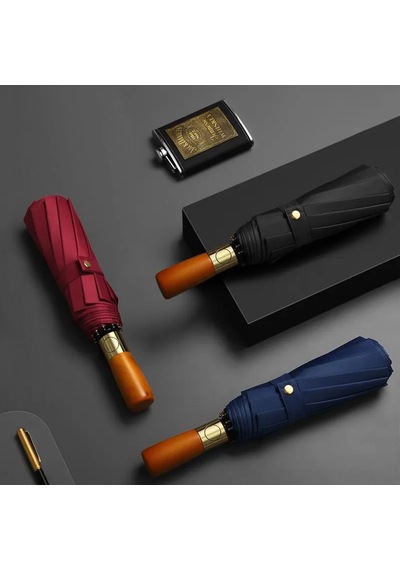 Aventus Umbrella Ahşap Saplı 12 Telli Şemsiye Bordo