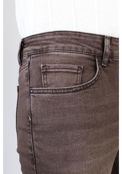 HLT Jeans Erkek Kahverengi Regular Fit Rahat Kesim Esnek Likralı Denim Jeans Kot Pantolon 001