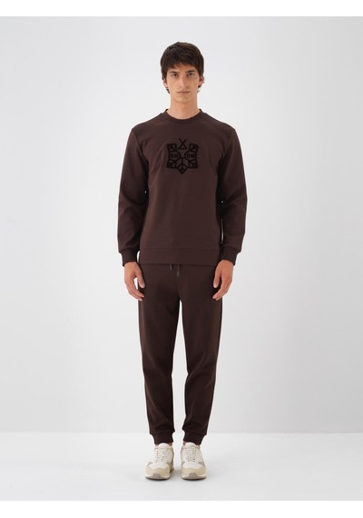 Xint Kahverengi Pamuk Dokulu Regular Fit Sweat Pantolon 380186