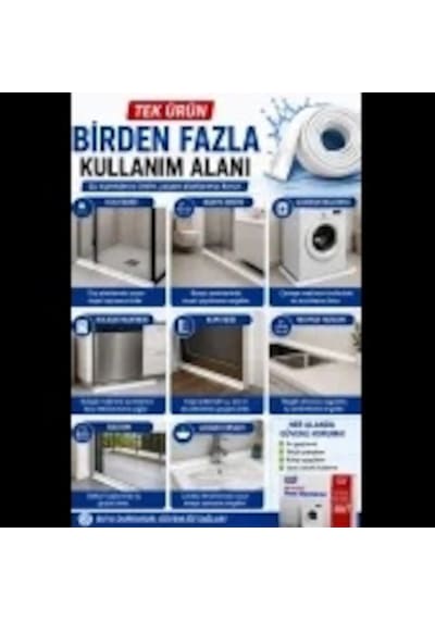 Kendinden Yapışkanlı Silikon Su Bariyeri 2 M Beyaz Banyo, Duş, Mutfak Ve Kapı Eşiği İçin Su Sızdır